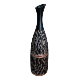Βάζο 0038-223-034 13,5x13,5x49cm Black-Bronze Πολυρεσίνη