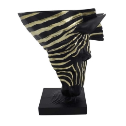 Βάζο Επιτραπέζιο Zebra 253-223-503 21,5x13x25,5cm Black-Gold Πολυρεσίνη