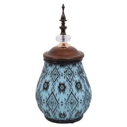 Βάζο Με Καπάκι 373-223-917 16x33cm Blue-Brown Κεραμικό