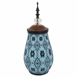 Βάζο Με Καπάκι 373-223-919 16x38cm Blue-Brown Κεραμικό
