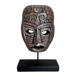 Διακοσμητικό Επιτραπέζιο Face 0038-223-048 20,5x10,5x35,5cm Black-Bronze Πολυρεσίνη