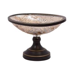 Διακοσμητικό Μπωλ Με Πόδι 373-223-974 33x18x20cm Honey-Brown Μέταλλο,Γυαλί