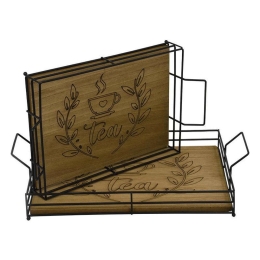 Δίσκος Σερβιρίσματος (Σετ 2Τμχ) 373-223-855 41x25x8cm/36x21x7,5cm Brown-Black Mdf,Μέταλλο