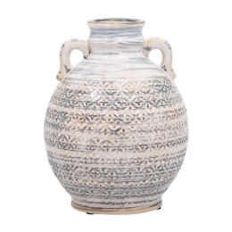 Βάζο Cross 028-223-132 15x15x19cm Beige-Brown Κεραμικό