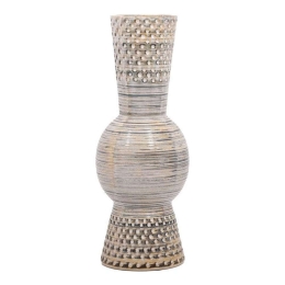 Βάζο Dot 028-223-129 13,5x13,5x40,5cm Beige-Brown Κεραμικό