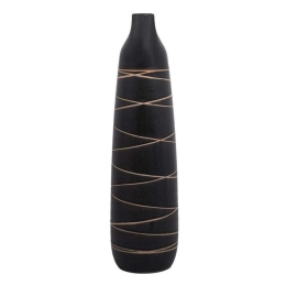Βάζο Stripe 028-223-118 13,5x13,5x55cm Black-Gold Κεραμικό