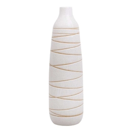 Βάζο Stripe 028-223-124 13x13x45cm White-Gold Κεραμικό