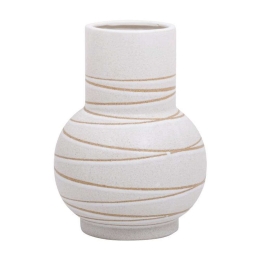 Βάζο Stripe 028-223-127 19x19x25cm White-Gold Κεραμικό