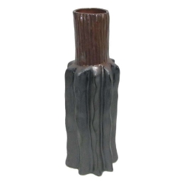 Βάζο Κεραμικό 003-223-081 12,5x12,5x37,5cm Grey-Brown Κεραμικό