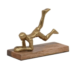 Διακοσμητικό Αντικείμενο Yoga 937-123-003 18x10x15cm Natural-Gold Μέταλλο,Ξύλο