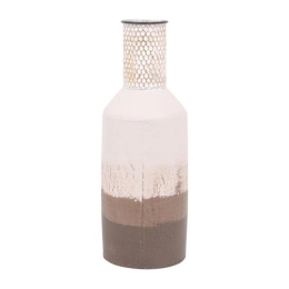 Βάζο Μεταλλικό 374-124-042 17x36cm Beige-Brown Μέταλλο