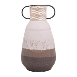 Βάζο Μεταλλικό 374-124-047 21x37cm Beige-Brown Μέταλλο