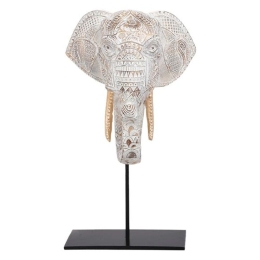 Διακοσμητικό Αντικείμενο Elephant 276-223-002 18x13x30cm White-Gold Πολυρεσίνη