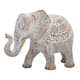 Διακοσμητικό Αντικείμενο Elephant 276-223-004 20x10x16cm White-Gold Πολυρεσίνη