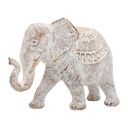 Διακοσμητικό Αντικείμενο Elephant 276-223-005 18x8x13cm White-Gold Πολυρεσίνη