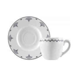 Φλυτζάνι Καφέ Με Πιατάκι Antogoni 1181817 100ml White-Grey Ionia Πορσελάνη