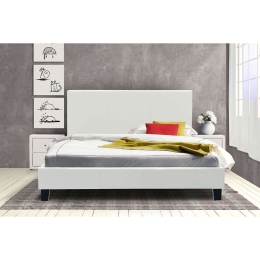 Κρεβάτι Nevil Pu Χρώμα White Ματ Με Ανατομικές Τάβλες 212X156X87Cm 006-000001 Διπλό Ξύλο,Τεχνόδερμα