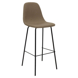 Σκαμπό Bar Bella Μεταλλικό Μαύρο Ύφασμα Μπεζ 41X40X109Cm 029-000025 Σετ 2τμχ Μέταλλο,Ύφασμα