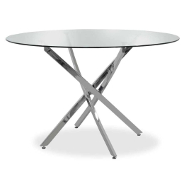 Τραπέζι Στρόγγυλο Steve 029-000030 Διαφανές Φ120x74.5cm Μέταλλο,Γυαλί