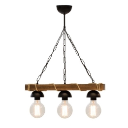 Φωτιστικό Οροφής PWL-0107 50x8,5x59,5cm Walnut-Black 099-000009 Μέταλλο,Ξύλο