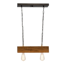 Φωτιστικό Οροφής PWL-0106 40x8x60cm Walnut-Black 099-000005 Μέταλλο,Ξύλο