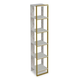 Βιβλιοθήκη PWF-0298 071-000857 32x31,5x178,5cm White-Gold Μελαμίνη,Μέταλλο