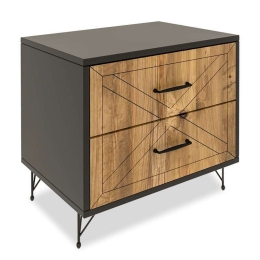 Κομοδίνο PWF-0279 071-000789 50x40x55cm Anthracite - Natural Μελαμίνη