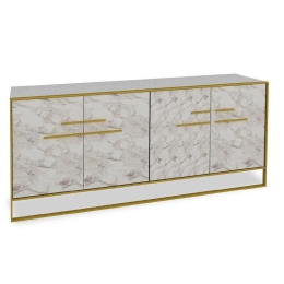 Μπουφές PWF-0298 071-000866 180x47,5x75cm White-Gold Μελαμίνη,Μέταλλο