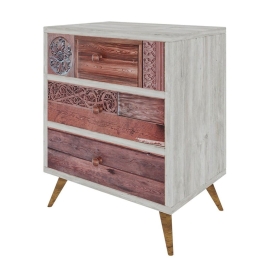Συρταριέρα PWF-0320 071-000897 50x35x60cm White Grey-Walnut