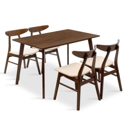 Τραπεζαρία Benson - Orlean Σετ 5τμχ 200-000182 120x80x75cm Walnut 4 Θέσεων