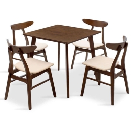 Τραπεζαρία Benson - Orlean Σετ 5τμχ 80x80x75cm 200-000176 Walnut 4 Θέσεων