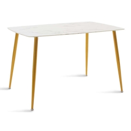 Τραπέζι Paris 029-000086 120x80x75cm Gold Μέταλλο,Γυαλί
