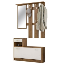 Έπιπλο Εισόδου Jamie 173-000022 100x27,5x187cm Walnut-White Μοριοσανίδα, Μελαμίνη