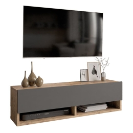 Έπιπλο Τηλεόρασης Επιτοίχιο Handra 176-000022 100x31,5x29cm Anthracite-Oak