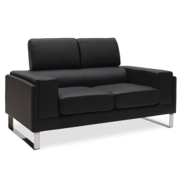 Καναπές Shea 074-000012 Διθέσιος 158x80x87cm Black-Inox Μέταλλο,Τεχνόδερμα
