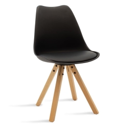 Καρέκλα Caron 127-000010 48x55x80 Black-Natural Ξύλο,Τεχνόδερμα