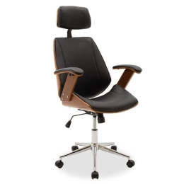 Καρέκλα Γραφείου Διευθυντή Fern 106-000003 64,5x62x117/123 Black - Walnut