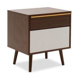 Κομοδίνο Nastia 066-000011 48x39x53 Dark Walnut-White Μοριοσανίδα, Μελαμίνη