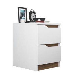 Κομοδίνο Verena 182-000007 35x40x47 White-Walnut Μοριοσανίδα, Μελαμίνη