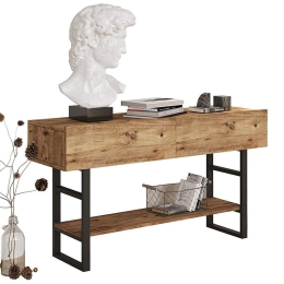 Κονσόλα Vien 176-000008 139x43x75,5 Oak-Black Μοριοσανίδα, Μέταλλο
