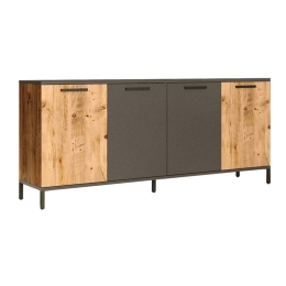 Μπουφές Kermit 176-000017 160x40x72 Anthracite-Oak Μοριοσανίδα, Μελαμίνη