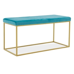 Ταμπουρέ Odin 110-000042 99x46x49cm Blue-Gold Βελούδο, Μέταλλο