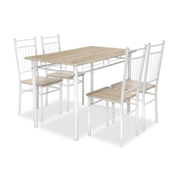 Τραπεζαρία Roza 072-000001 (Σετ 5τμχ) 120x70x75cm Sonoma - White Gloss Four Seater
