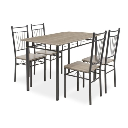 Τραπεζαρία Roza 072-000003 (Σετ 5τμχ) 120x70x75cm Sonoma - Anthracite Four Seater