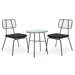 Τραπεζαρία Κήπου Gaus-Naoki 200-000375 (Σετ 3τμχ) Black-Grey 2 Θέσεων