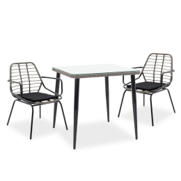 Τραπεζαρία Κήπου Naoki 200-000392 (Σετ 3τμχ) Grey-Black 2 Θέσεων