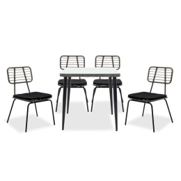Τραπεζαρία Κήπου Naoki 200-000345 (Σετ 5τμχ) Black - Grey 4 Θέσεων