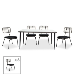 Τραπεζαρία Κήπου Naoki 200-000355 (Σετ 7τμχ) Black - Grey 6 Θέσεων
