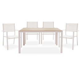 Τραπεζαρία Κήπου Nares-Moly 152-000006 (Σετ 5τμχ) White - Natural 4 Θέσεων