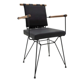 Πολυθρόνα Parson 190-000006 52x45x81cm Black Μέταλλο,Τεχνόδερμα,Ξύλο